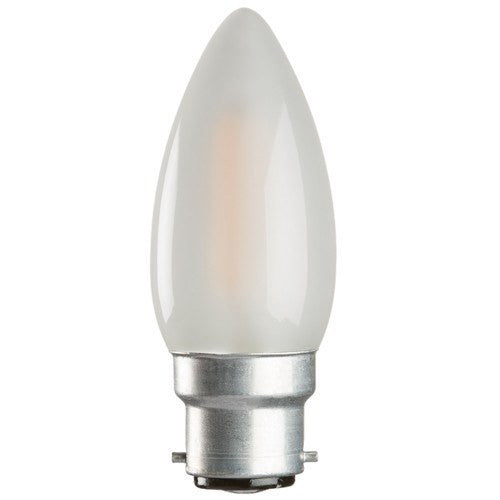 Replacement Lamps - 2 Watt 35mm 3000K LED Candle Lamp - Bayonet Cap (B22), Frosted Finish