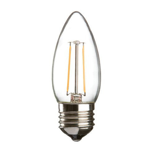 Replacement Lamps - 2 Watt 35mm 3000K LED Candle Lamp - Edison Screw Cap (E27), Clear Finish