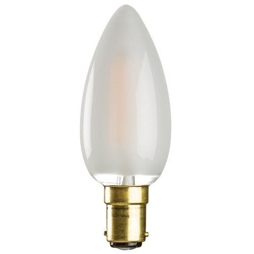 Replacement Lamps - 2 Watt 35mm 3000K LED Candle Lamp - Small Bayonet Cap (B15d), Frosted Finish