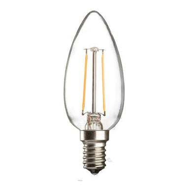 Replacement Lamps - 2 Watt 35mm 3000K LED Candle Lamp - Small Edison Screw Cap (E14), Clear Finish