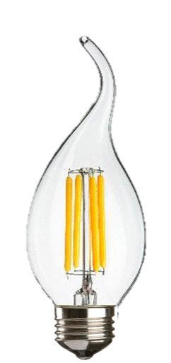 Replacement Lamps - 4 Watt 3000K LED Flame Tip Candle Lamp - Edison Screw Cap (E27), Clear Finish