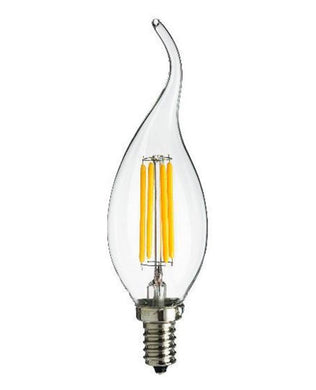 Replacement Lamps - 4 Watt 3000K LED Flame Tip Candle Lamp - Small Edison Screw Cap (E14), Clear Finish