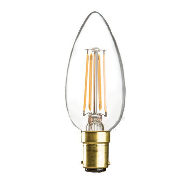 Replacement Lamps - 4 Watt 35mm 3000K LED Candle Lamp - Small Bayonet Cap (B15d), Clear Finish