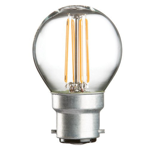 Replacement Lamps - 4 Watt 45mm 3000K LED Golf Ball Lamp - Bayonet Cap (B22), Clear Finish