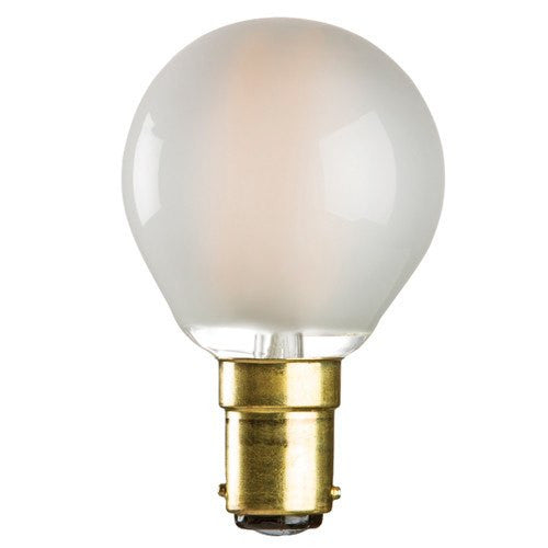 Replacement Lamps - 4 Watt 45mm 3000K LED Golf Ball Lamp - Small Bayonet Cap (B15d), Frosted Finish