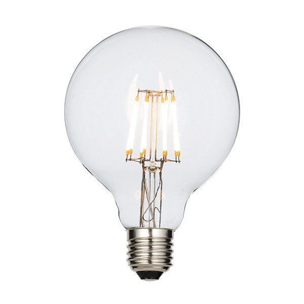 Replacement Lamps - 7 Watt Warm White (2700K) LED Filament Edison Screw (E27) Clear 95mm Globe Lamp