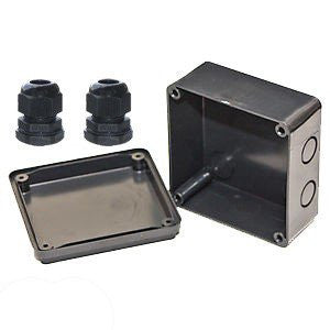 100 x 100 x 50mm IP56 adaptable box supplied with 2 x IP66 glands - Steel City Lighting