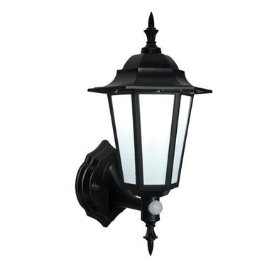 Security Lighting - Evesham 7 Watt IP44 Natural White (4500K) LED Traditional Black PIR Wall Lantern