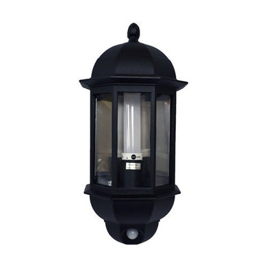 Security Lighting - P-Lux LED Traditional Hi-Lo Five Panel Black Half Lantern