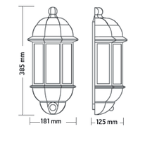 Security Lighting - P-Lux LED Traditional Hi-Lo Five Panel Black Half Lantern