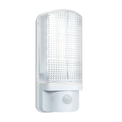 Security Lighting - Sella 7 Watt IP44 Natural White (4500K) LED Matt White PIR Bulkhead